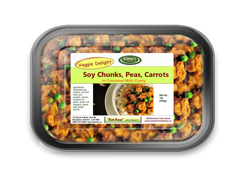 Veggie Delight Curry (Soya / peas / carrots) 1lb (sold frozen)